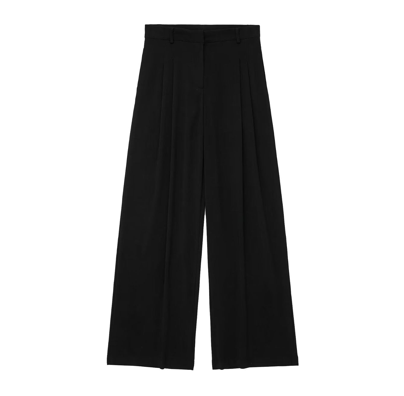 Damen Plissee Dekorative Hohe Taille Weite Beinhose Hängender Kragen Weste