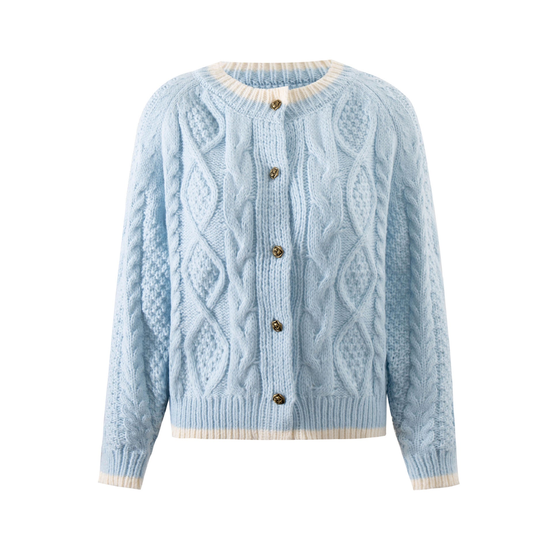 Lila Bloom Lässige Strickjacke für Damen - Rot &amp; Beige Farbsperre