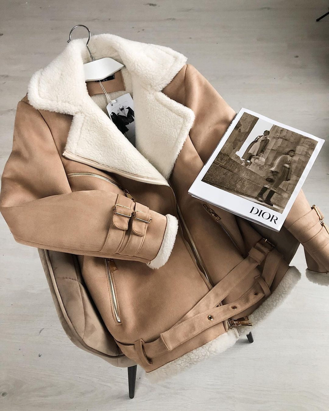 Aura Knox Suede Zipper Cardigan – Modische Langarm-Winterjacke