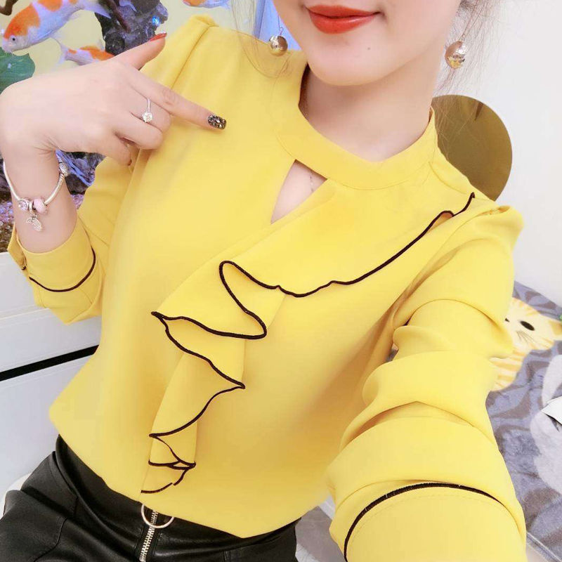 Riva Claire Elegant Korean Chiffon Cardigan Shirt – White, Yellow, Pink