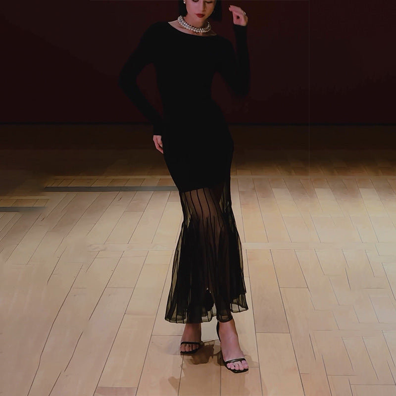 Aura Knox Langärmliges Spitzenkleid – Schickes Midikleid mit Saum und Einsätzen für jeden Anlass