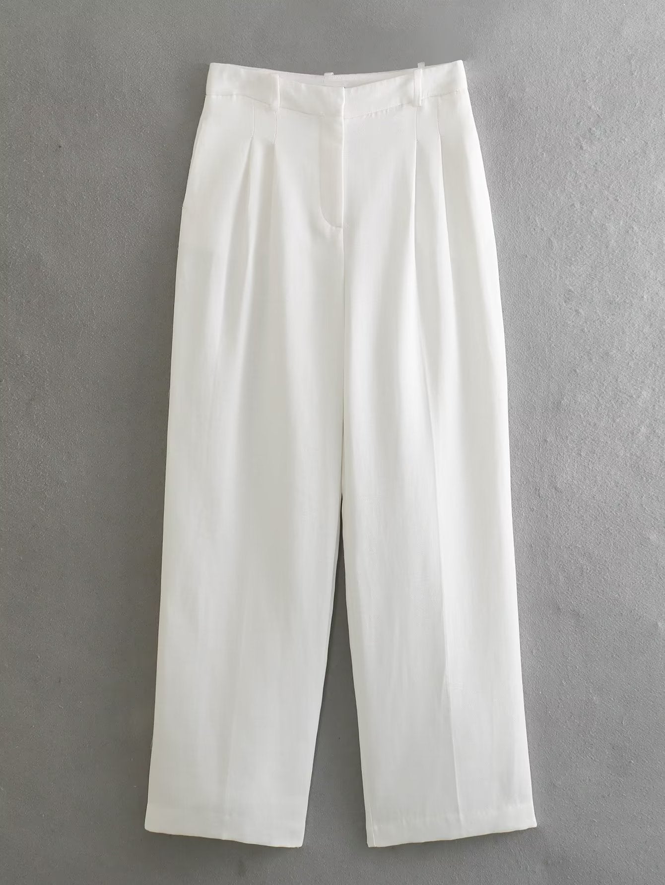 Damen Plissee Dekorative Hohe Taille Weite Beinhose Hängender Kragen Weste
