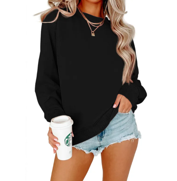 Seren Einfarbiger Rundhalsmantel | Stylischer Langarm-Hoodie für den Winter 