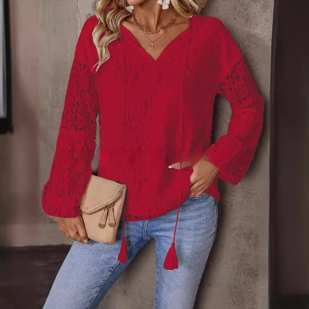 Aura Knox Damen-Hemdoberteil aus ausgehöhlter Spitze | Trendige Modebluse