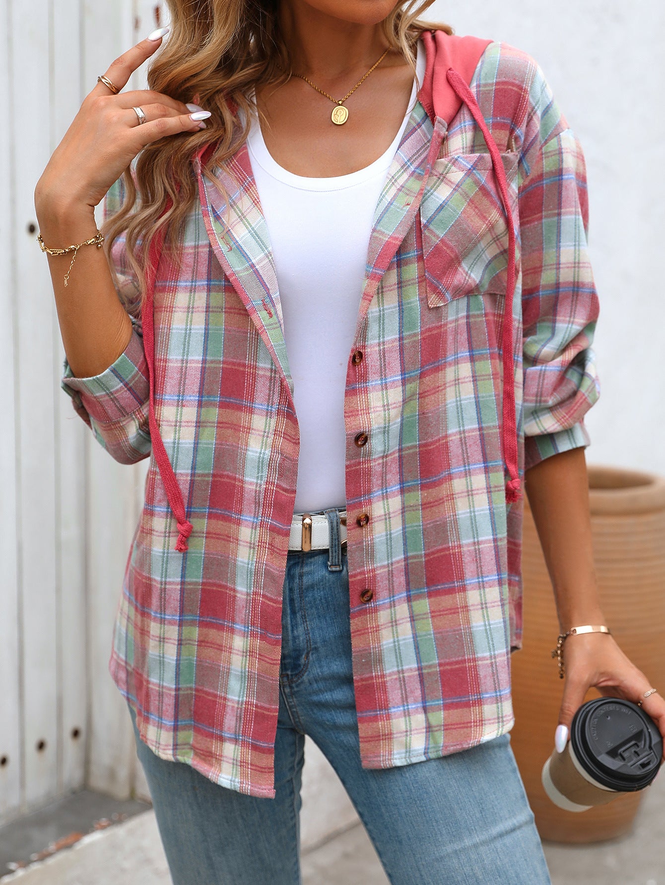 Noir Ivy Women's Casual Plaid Shirt – Stylish Loose Cotton – Available in Multiple Colors